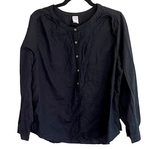 Melrose and Market Size XL Ladies Black Button Tunic 100% Cotton Blouse